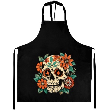 Discover Vintage Retro Halloween Sugar Skull with floral Aprons