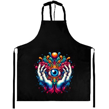 Discover Colorful abstract psychedelic eye design Aprons