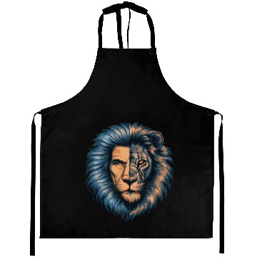Discover Man face onside lion other side man face Aprons