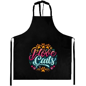Discover Lovely design featuring the fun phrase 'I love cat Aprons