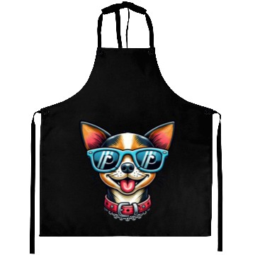 Discover Cartoon chihuahua wearing glasses, Chihuahua lover Aprons