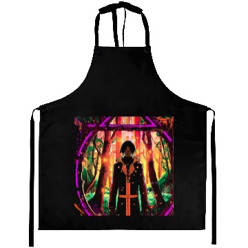 Discover Mystical Forest Guardian in Vibrant Colors Aprons