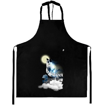 Discover Street cat under the moon Aprons
