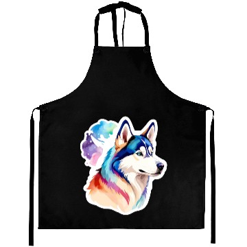 Discover Siberian Husky Watercolor Aprons