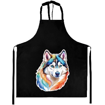 Discover Siberian Husky Watercolor Aprons