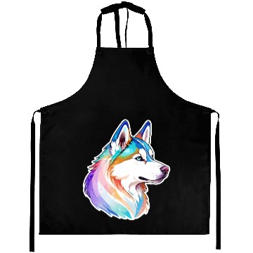 Discover Siberian Husky Watercolor Aprons