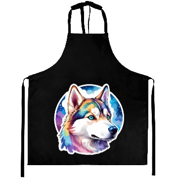 Discover Siberian Husky Watercolor Aprons
