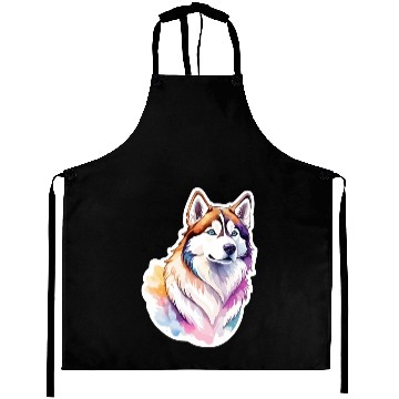 Discover Siberian Husky Watercolor Aprons