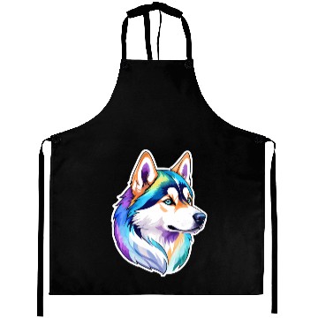 Discover Siberian Husky Watercolor Aprons