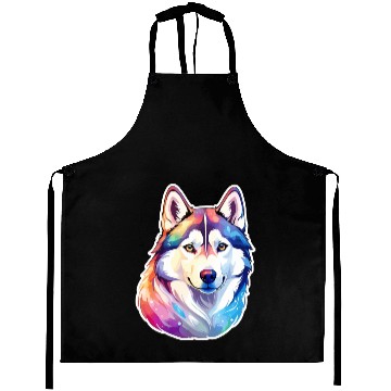 Discover Siberian Husky Watercolor Aprons