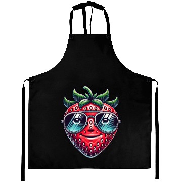 Discover Cool strawberry with sunglasses summer fruit Aprons