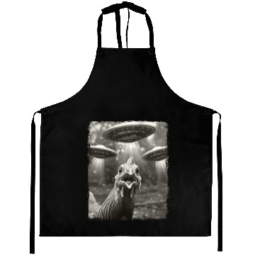 Discover Chicken Farm Farmer UFO Alien Extraterrestrial Sel Aprons