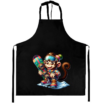 Discover Cute Snowboarder Monkey Aprons