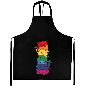 Discover Funny LGBT Cat Stack Rainbow Gay Pride Aprons