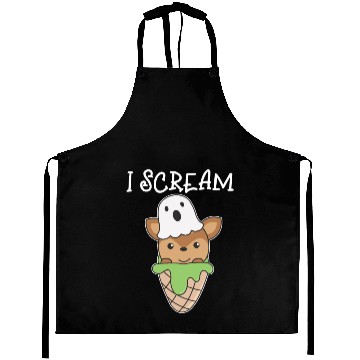 Discover Deer Halloween Ghost I Scream Ice Cream Pun Aprons