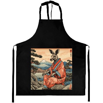 Discover Retro Kangaroo Prank Design Aprons