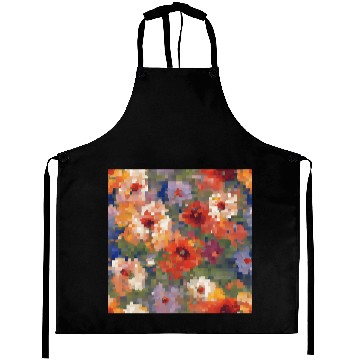 Discover Retro Pixel Floral Design Aprons