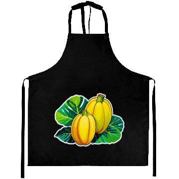 Discover Yellow Squash with Green Leaves Illustration Aprons