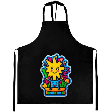 Discover Happy Sun and Blue Creature Aprons