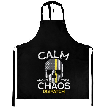 Discover Calm Among Total Chaos 911 Dispatcher US Flag Aprons