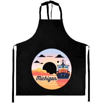Discover Michigan Boat with Sunset Aprons