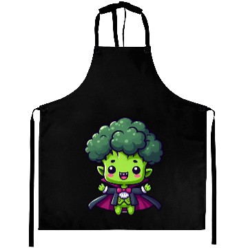 Discover Cute Halloween Broccoli Vampire Cartoon Green Aprons