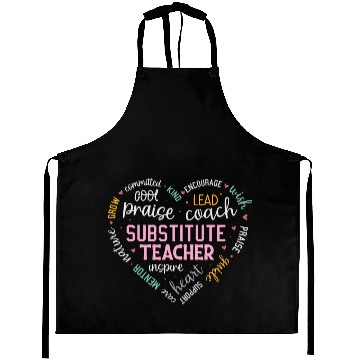 Discover Substitute Teacher Heart Grow Leader Mentor Aprons