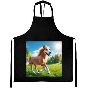Discover The golden retriever-horse Aprons