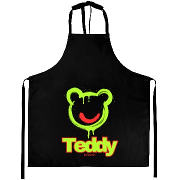 Discover Neon Drip Teddy Bear Illustration Aprons