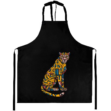 Discover Colorful Geometric Leopard Art Aprons