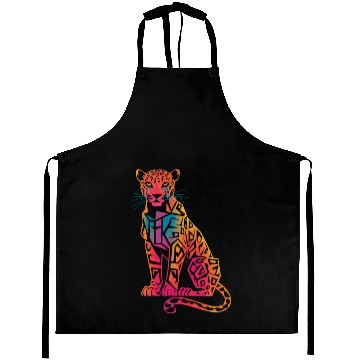Discover Colorful Geometric Jaguar Artwork for Bold Aprons