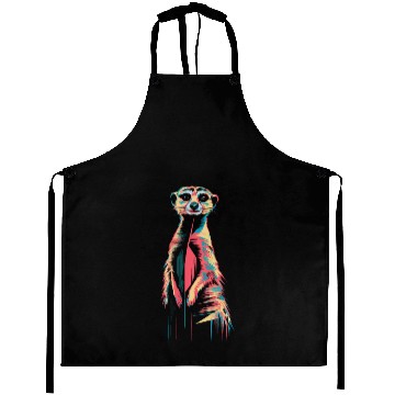 Discover Vibrant Meerkat Illustration Neon Colors Aprons