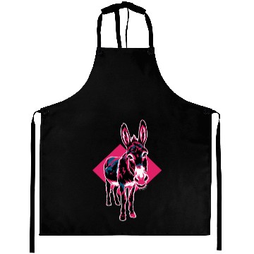Discover Geometric Farm Animal Graphic: Vibrant Donkey Art Aprons