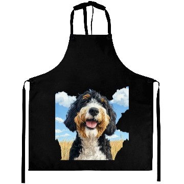 Discover Bernedoodle Field Nature Bernedoodle Watercolor 2 Aprons