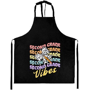 Discover Second 2nd Grade Vibes Teacher Coquette Bow Dalmat Aprons