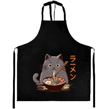 Discover Japanese Cat Eating Ramen Aprons