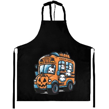 Discover Ghost Halloween School Bus Aprons