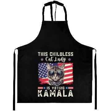 Discover This childless Cat lady for kamala Harris 2024 Aprons