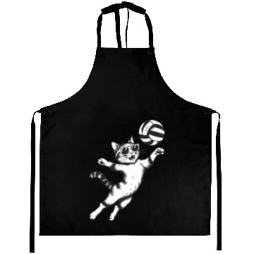 Discover Cat Wearing Sunglasses Playing Volleyball Aprons