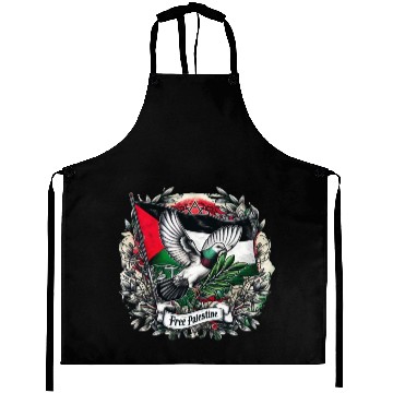 Discover Pigeon holding olive's leaf free Palestine Flag Aprons