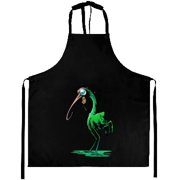 Discover Funky Green Bird Creature Aprons