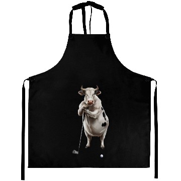 Discover Cow Playing Golf Aprons
