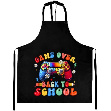 Discover Funny First Day Of School Comeback Game Over Back Aprons