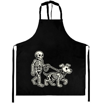 Discover Skeleton Leads Dog Funny Skull Pet For Halloween C Aprons