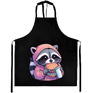 Discover Trash Panda - Raccoon eating fast food Aprons