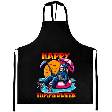 Discover Happy Summerween Float Summer Halloween Spooky Aprons