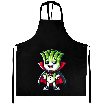 Discover Cute Halloween Leek Vampire Cartoon Green Aprons