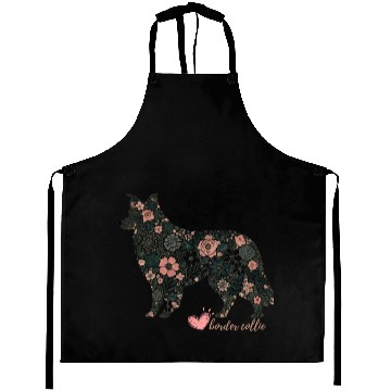 Discover Floral Border Collie Art Aprons