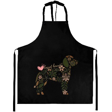 Discover Floral Basset Hound Silhouette: Nature-Inspired Do Aprons
