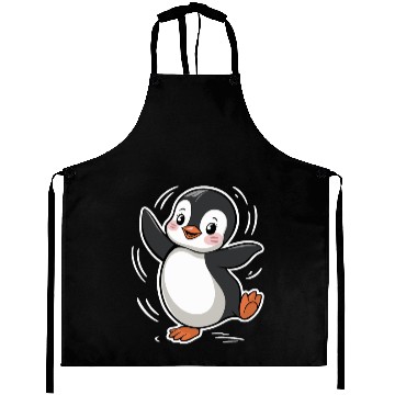 Discover Happy Dancing Penguin Cartoon Design Aprons
